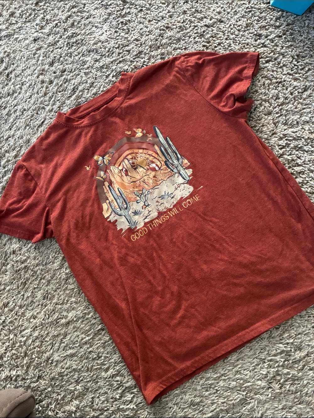 SHEIN Rust Red Desert Graphic Short Sleeve Tee